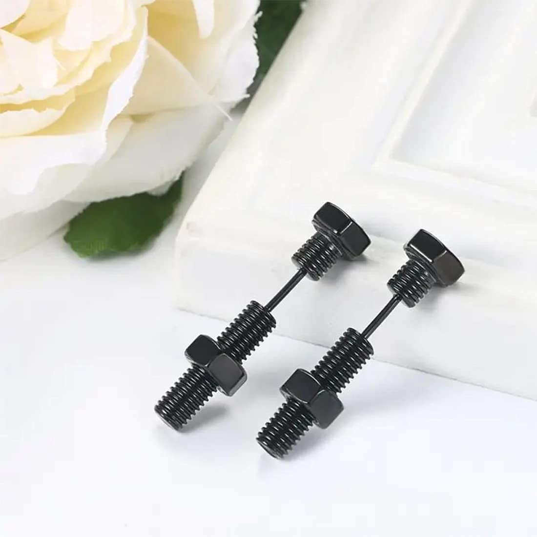 Stainless Steel Screw Stud Earrings for Men